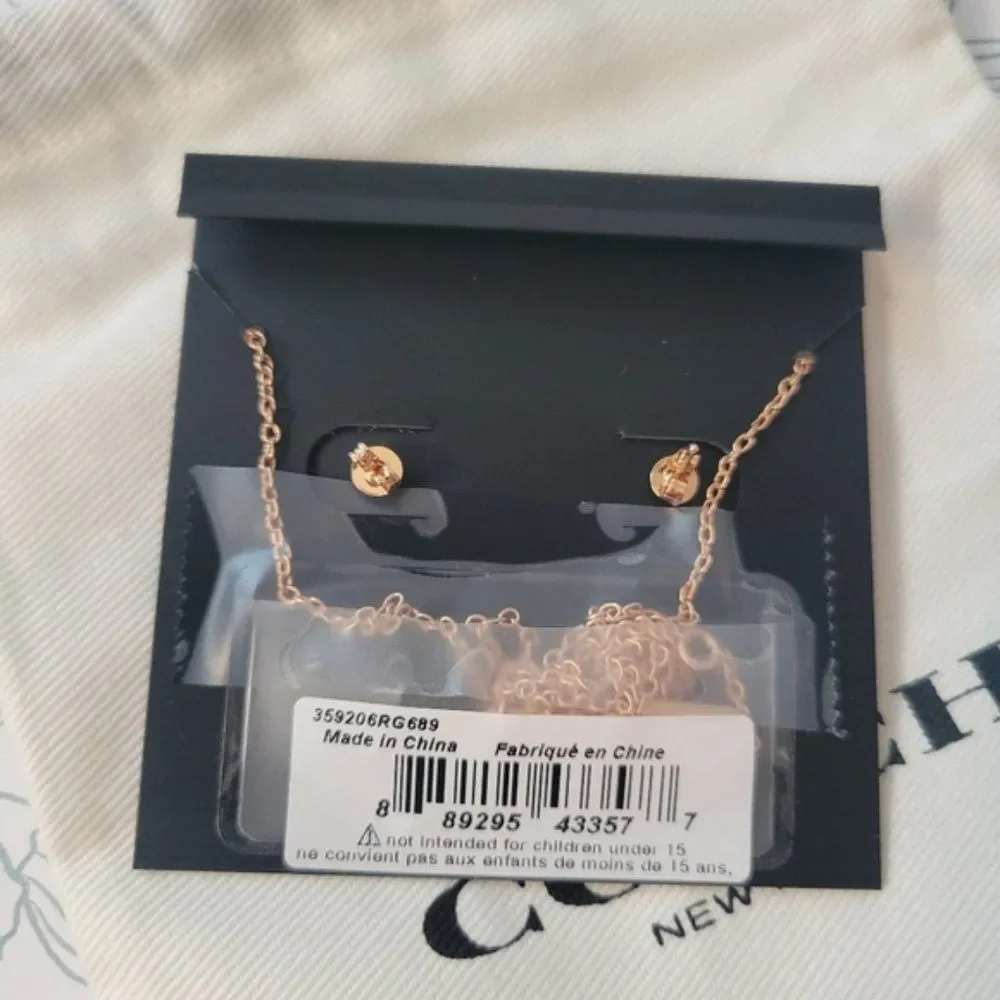 NWT Coach Circle Necklace and Tea Rose Earring Set